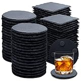 72 PCS Slate Drink Coasters, Cymuber 4 Inch Black Coasters Stone Cup Coaster Bulk Set, Laser Engraving Blanks Handmade Coaster for Halloween, Christmas, Home Decor Drink Bar Kitchen Gifts