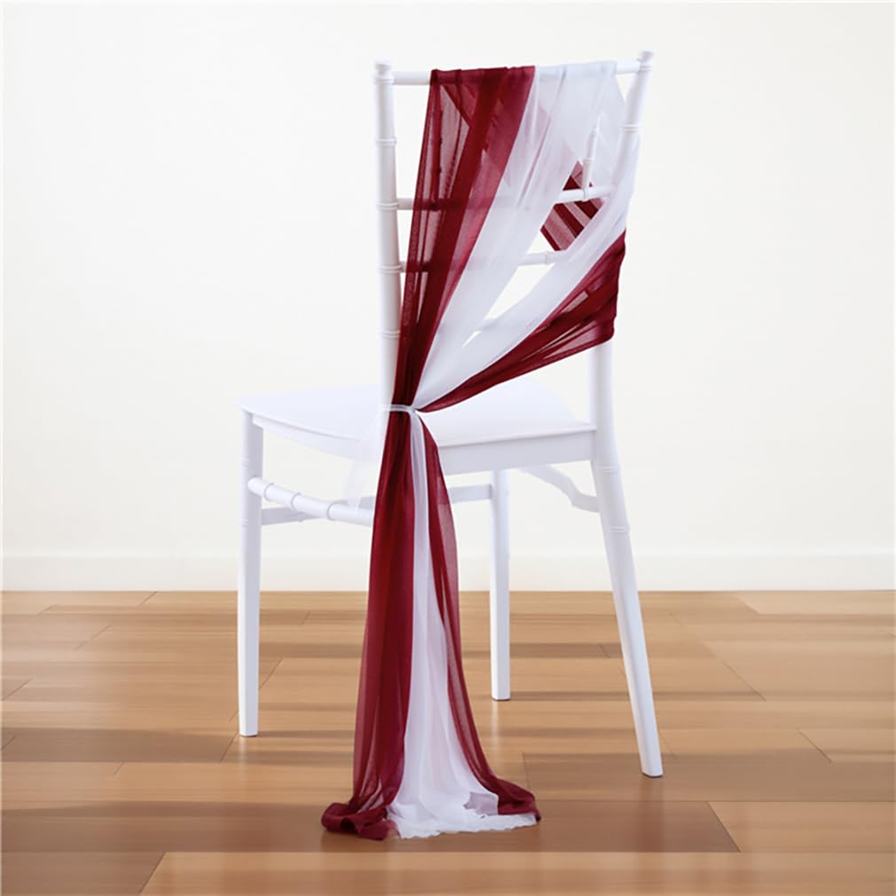 10 Stück Stuhl Husse Hochzeit Stuhlhussen Set Chiffon Stoff Stuhlbezug Stuhlschärpen Dekostoff Stuhl Band Stuhlhusse Dekoration für Hochzeit Zeremonie Event Party Weiß
