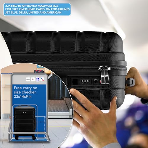 Luggage Sets TSA Lock Silent Double Spinner Wheels Suitcase With Case Maximum Carry On Bag Size For American & United Approved Airlines( 3 Piece Set (22"/27"/31") ,Black )4