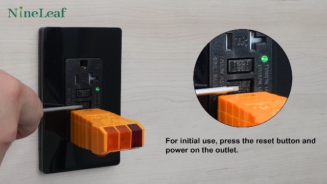 Black 20 Amp GFCI Outlet, NineLeaf GFI Electrical Dual Receptacle