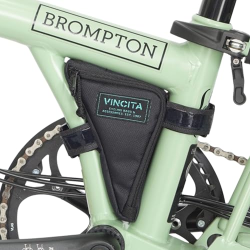 Vincita Boomerang Bag 3.0 – Frame Bag for Brompton Bike (A, C & P Line) – Anti-Slip Slim Tool Pouch with Magnetic Mount – Detachable Straps & Bright Lining – Fold-Compatible Storage (Black)