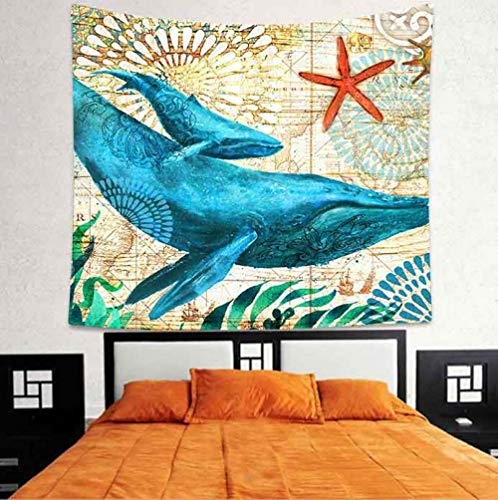 YYZCM Tenture Murales Hippie Tapestry Tapisserie Gros Poisson Coton bohémien Tenture Chambre décor-S/95x73cm Cover