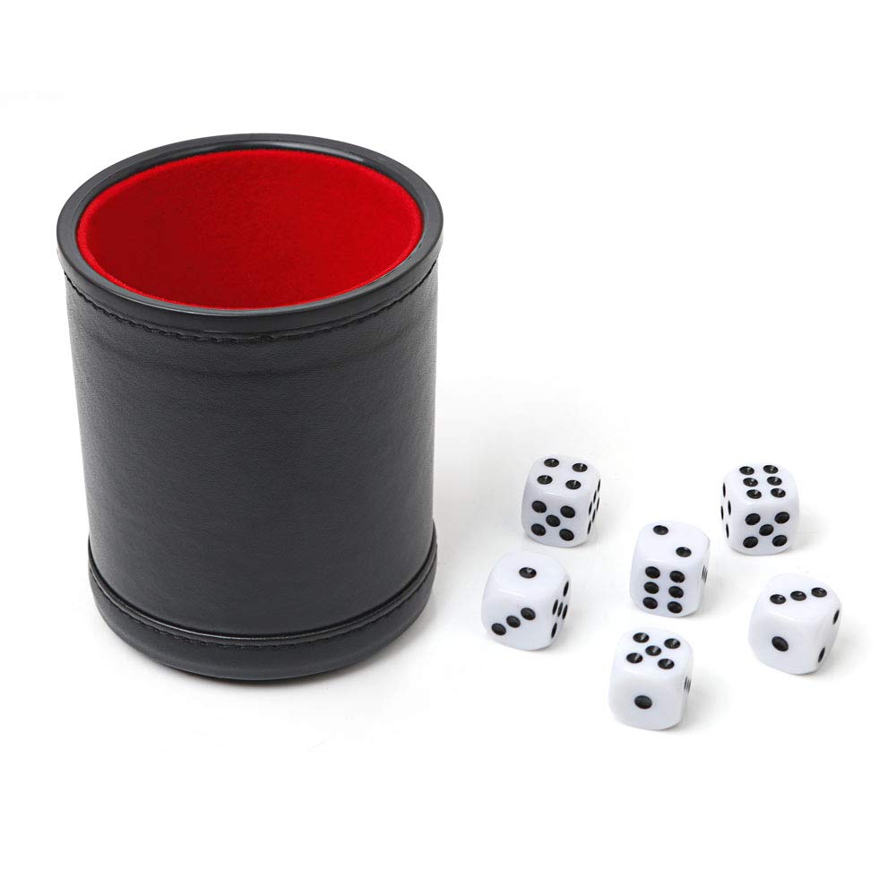 Taza de dados profesional forrada de fieltro, con 6 dados silenciosos para juego Yahtzee (negro-sin tapa)