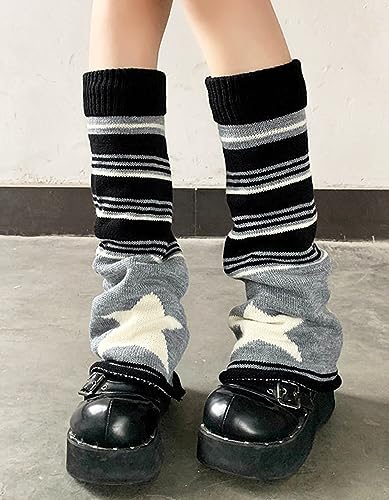 Image of WODECASA Girls Kawaii Leg Warmers Knitted Flared Leg Sleeves Goth Crochet Baggy Cuff Ankle Heap Socks