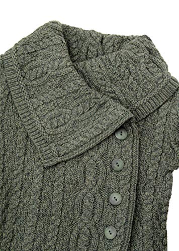Image of Aran Crafts Women's Cable Knit Soft Collar 3 Button Coat (100% Merino Wool)