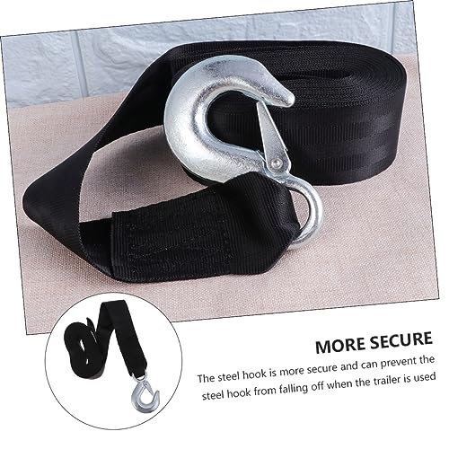 Sangle de treuil de remorque noire Cabilock en polyester 1.5 tonnes avec crochet