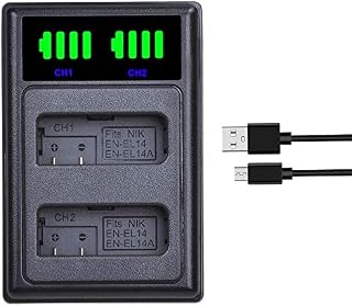 Pickle Power EN-EL14 EN-EL14a LED Battery Charger Compatible with Nikon D3500, D5600, D3300, D5100, D5500, D3100, D3200, D5200, D5300, D3400, DF, P7000, P7100, P7700, P7800(Batteries Not Included)