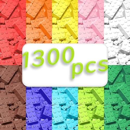 Hanari 1300 pièces de Briques Classiques, Briques à tenons, Jeu de Briques, Briques de Construction, Briques compatibles avec Toutes Les Marques courantes en...