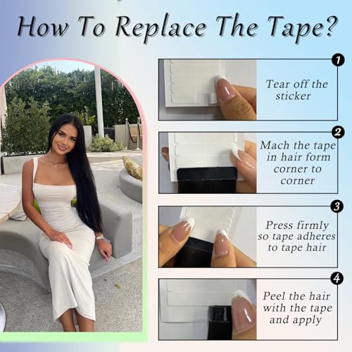 Image of Tape in Hair Extensions,20pcs 50g 24 Inch Ash Blonde Hair Extensions Straight Tape in Extensions Double Sided for Skin Weft Synthetic Hair