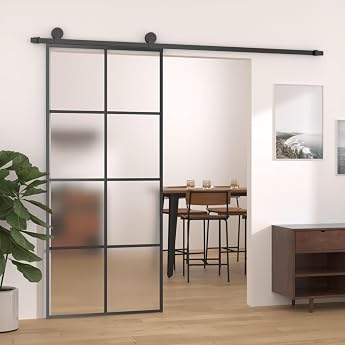 Willood Sliding Door ESG Glass & Aluminium Sliding Glass Door Interior Door Sliding Door Glass Door Door with Fitting 90 x 205 cm