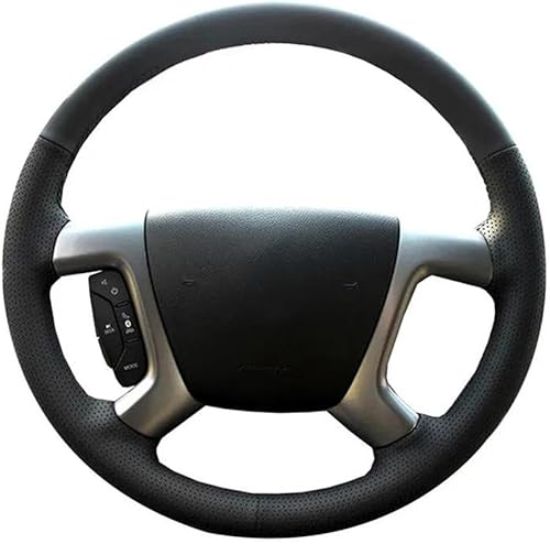 CHIPEL Black Leather Car Steering Wheel Cover Hand-Stitched, for Chevrolet Captiva Epica