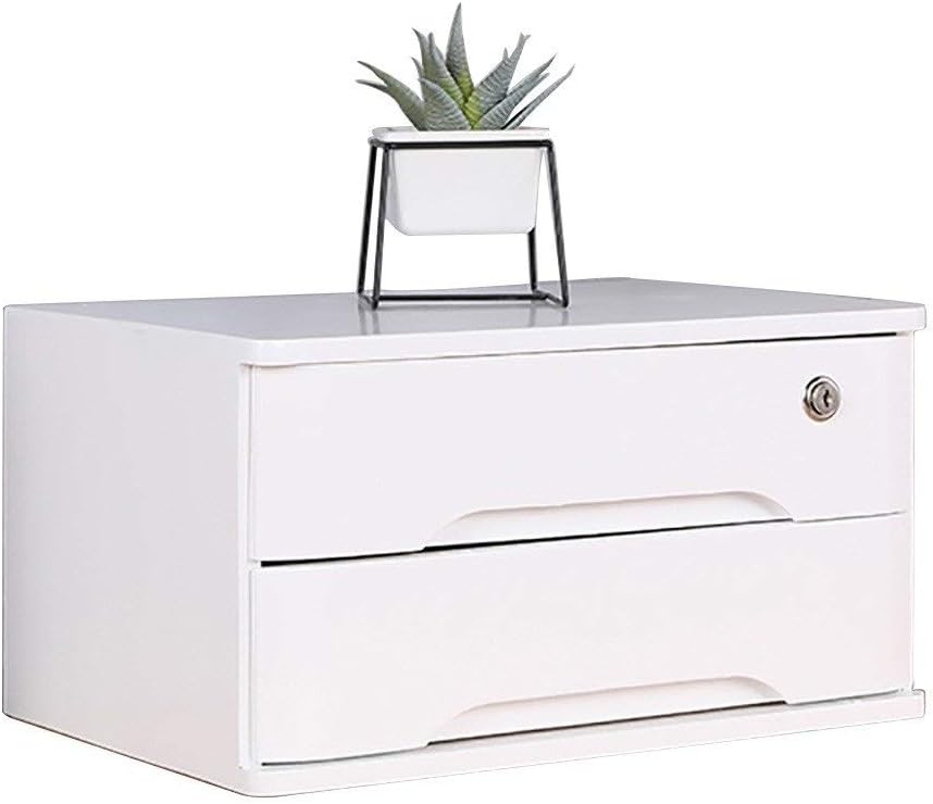 Desktop Lockable File Cabinet, Stackable Drawer Organization, Used for Desk Accessories Or Mail, White (1)