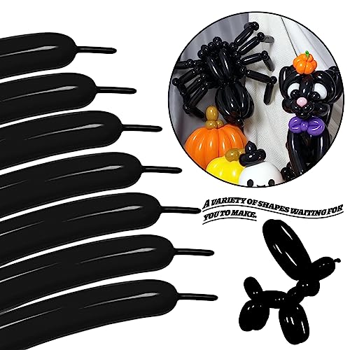 Image of LXZFCRG 260 Balloons Black Long Balloon for Balloon Animals, 100pcs Twisting Balloons for Balloon Garland Animals Modeling Birthday Wedding Party Decorations (Black)