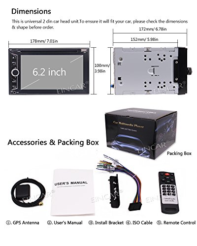 2 Din Car Stereo Bluetooth 6.2'' Touch Screen Double Din GPS Navigation in Dash Car DVD Player Autoradio with Backup Camera Rear View, USB/SD/AM/FM Audio Video Player + Steering Wheel Control + 3
