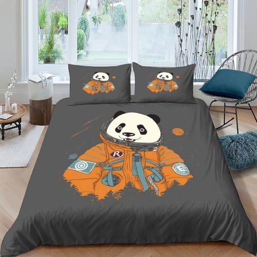 Housse de couette panda 220x240 parure de lit 3D microfibre avec zippe