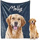 Personalized Dog Portrait Blanket, Customized Dog Blankets with Photos and Text, Personal Fleece Blankets with Pictures, Custom Pet Memorial Gifts for Loss of Dogs Women Men Pet Lovers Owner