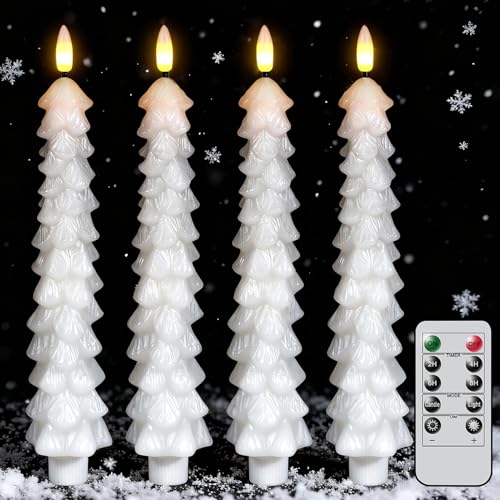 Image of GenSwin Christmas Tree Flameless Taper Candles candlesticks Remote Timer