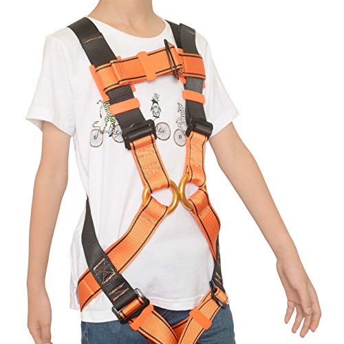 HeeJo Kids\' Harness, Youth Safety Harness Comfort Zipline Climbing Harness Belts for Tree Climbing Outdoor Expanding Training, Caving Rappelling 8 to 14 Years