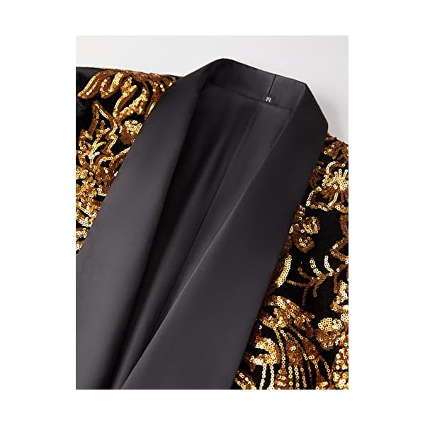 Pyiujtr Men's Sequins Velvet Shawl Lapels Stage Party Prom Wedding Dinner Suit Jacket Blazer