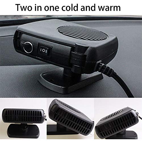 HEIFEN Calentador Automóvil Portátil Calentador Descongelador Parabrisas 12 Vatios Calefactor De Aire Dos En Uno Calefactor De Automóvil Negro 60w