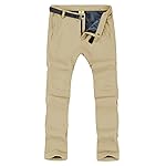 TBMPOY Men\'s Snow Ski Hiking Pants Waterproof Winter Fleece Lined Pants Camping Skiing Ice Fishing Pants with Belt 01 Thick Light Khaki L