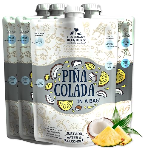 Lt. Blender's Pina Colada in a Bag Each Bag Makes 1/2 Gallon Slushie Make a Cocktail, Wine Slushie or Mocktail - (Pack of 4)