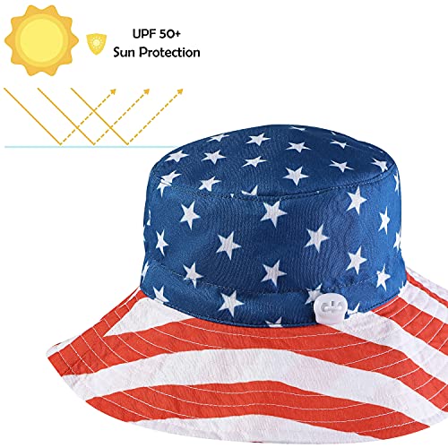 Baby Sun Hat Infant Sun Hat Toddler Boys Girls UPF 50+ Sun Hat Baby Beach Summer Bucket Hat Wide Brim Kids Fishing Hat American Flag 6-12 Months