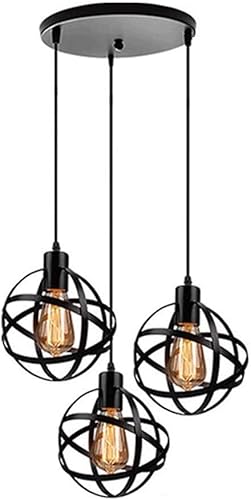 KUAKEA Lámpara colgante negra regulable lámpara de techo de tres luces para interiores con altura ajustable moderna minimalista creativa para