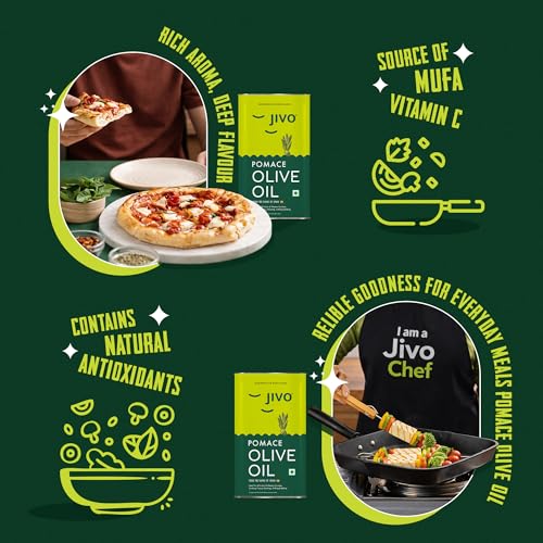 Image of Jivo Everyday Cooking Pomace Olive Oil 3 Litre | Imported from Spain | Rich in MUFA, Low in Saturated Fat | Ideal for Frying, Roasting & Baking | Cooking Oil for Daily Use