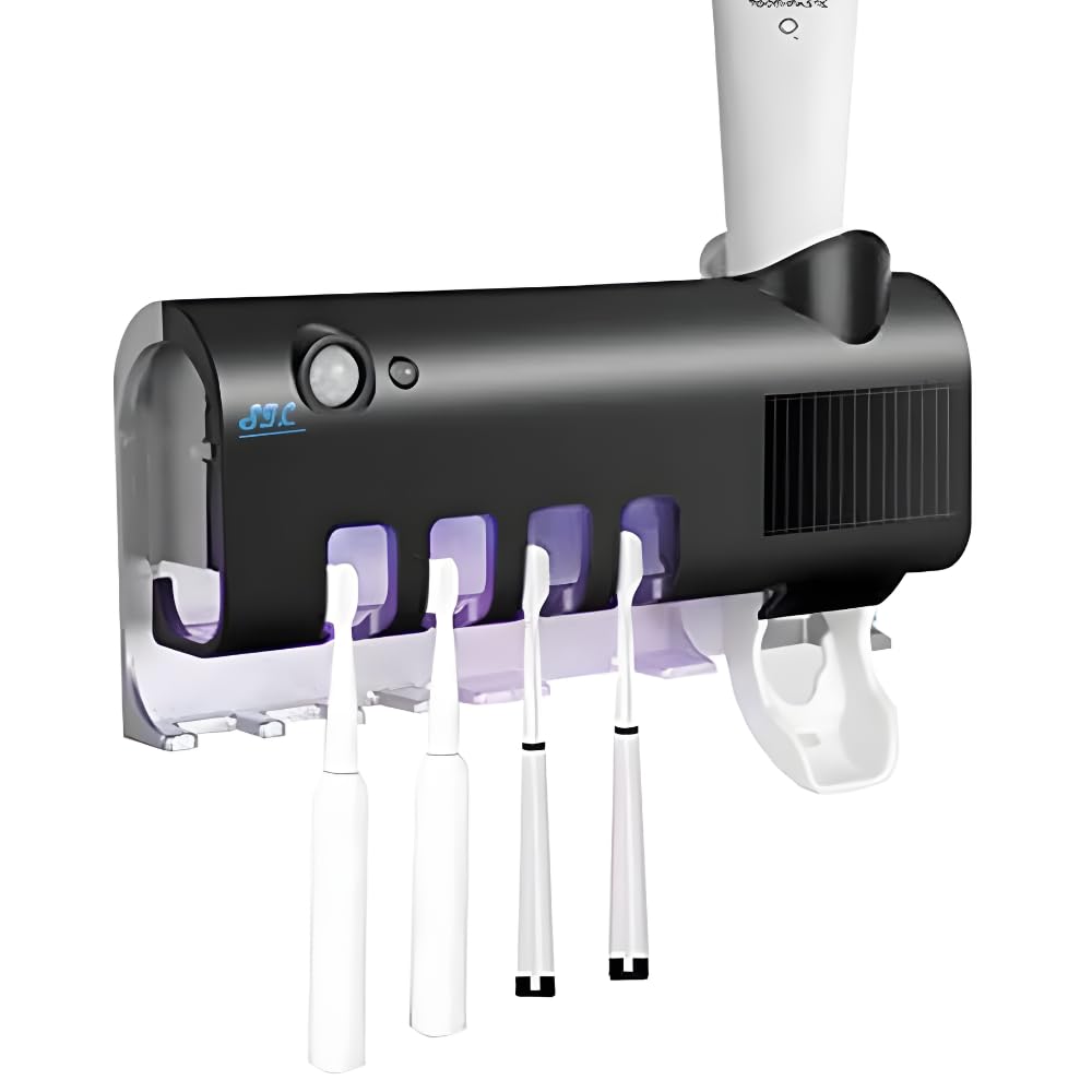 Set Bagno IHave Con Portaspazzolini Da Parete, Dosatore Automatico Dentifricio E 3 Tazze - Adesivo, Senza Fori