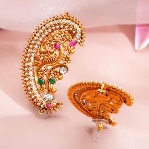 Image of Rubans Ear Cuff Jhumka Earrings Indian Ethnic Jewellery Gift for Women & Girls