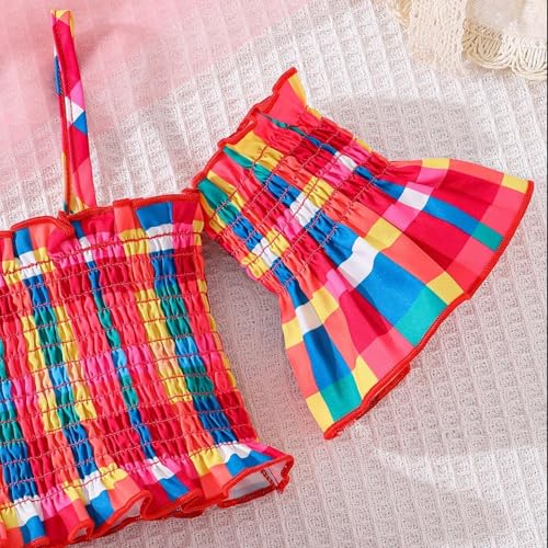 Image of 2 Piece Clothes for Girl, Colorful Tube Top and Elastic Waist Skirt Summer Outfits Sets for Kids