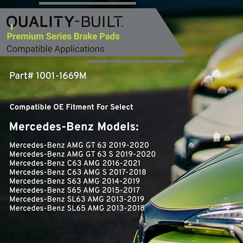 Image of QUALITY-BUILT Rear Semi-Metallic Brake Pads, Premium 1001-1669M, Compatible with 2013-2021 Mercedes-Benz (AMG GT 63,AMG GT 63 S,C63 AMG,C63 AMG S,S63 AMG,S65 AMG,SL63 AMG,SL65 AMG)