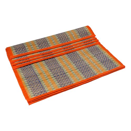 Image of CRAFT OF INDIA Handmade Korai Pai Kusha Grass Pooja Aasan Sitting Floor Mats (1.5X1.5 ft (4pcs Combo)