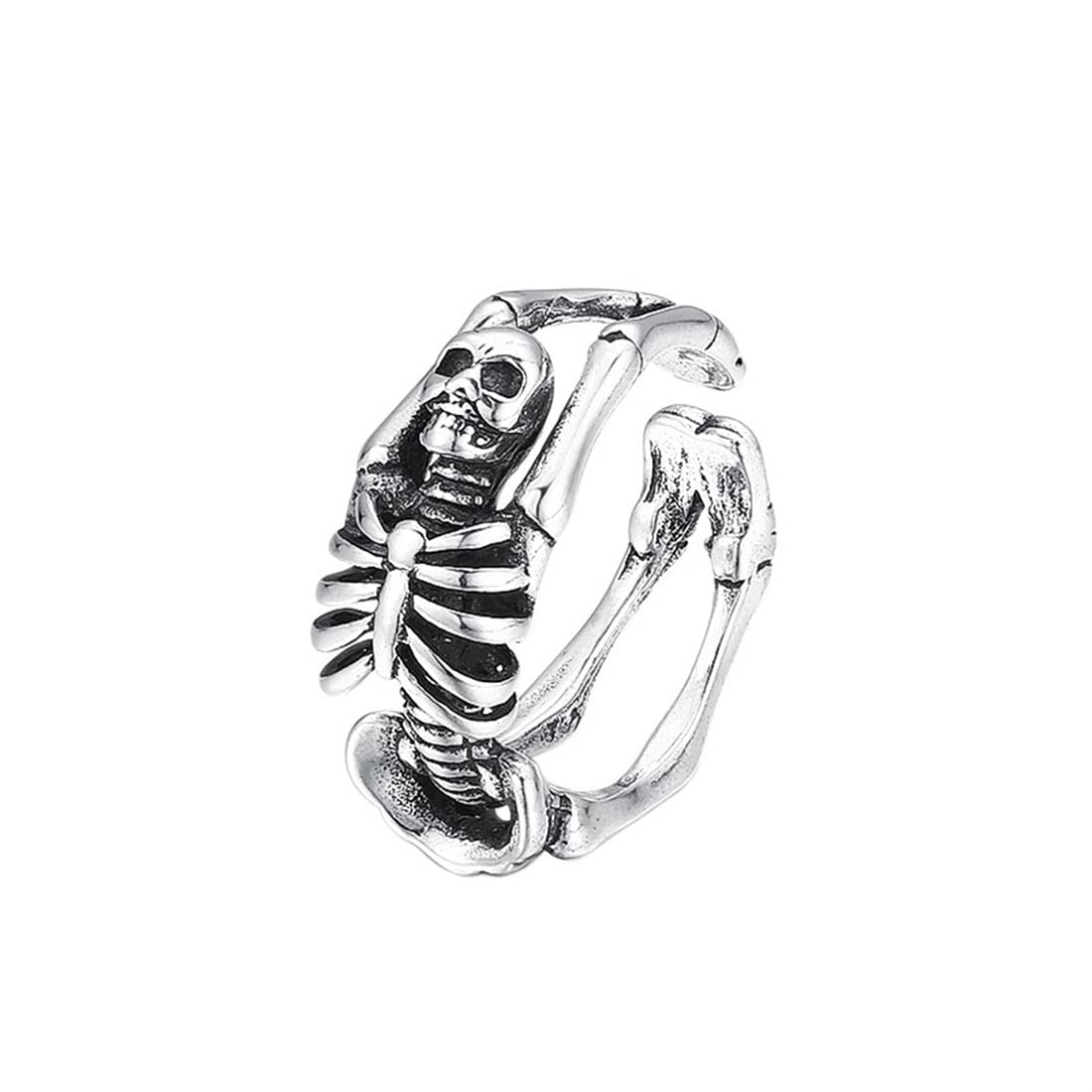 Bague tête de mort argent S925 bague homme anti-ternissement design évent vintage - 8