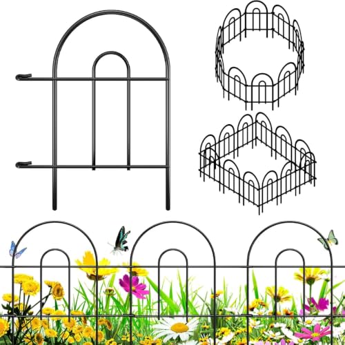 Image of ecofynd (2ft H X 5.4ft L) Decorative Garden Fence, 5 Pack Dig Fence Animal Barrier for Dog, Arched Flower Bed Edging, Wire Border Panel for Dogs, Rabbits, Landscape Patio Yard Outdoor Decor, GF10