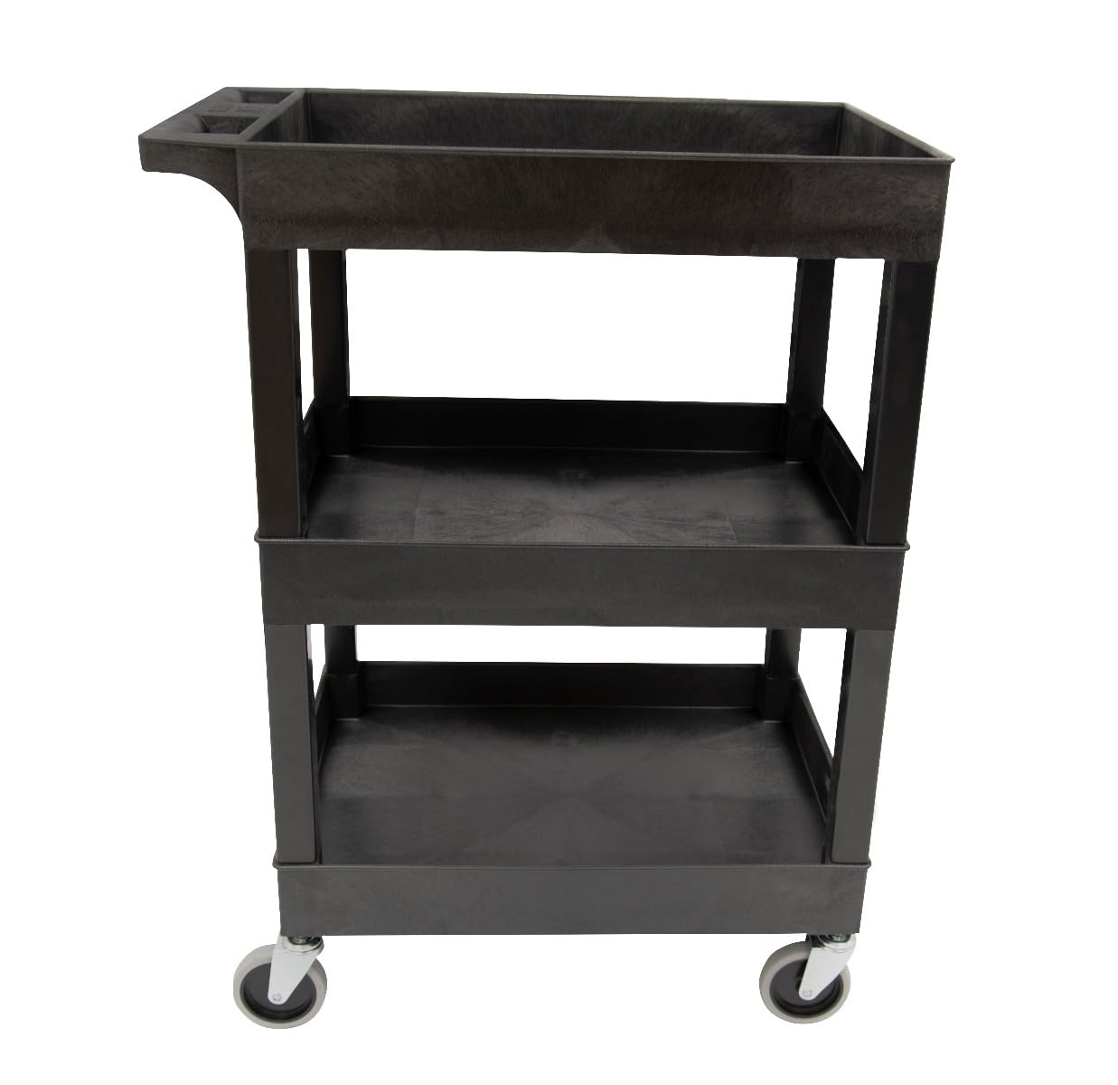 Luxor SEC111HD-B 24" x 18" Plastic Utility Cart- Three Shelf- Black