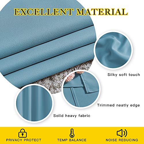 Image of NICETOWN Bedroom Blackout Curtains and Drapes - Window Treatment Thermal Insulated Solid Grommet Blackout Draperies for Living Room (Set of 2 Panels, 52 by 95 Inch, Teal Blue)
