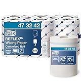Lieferumfang: 6 x Tork Reflex Mehrzweck Papierwischtücher für M4 Innenabrollung Reflex System / 857 Putzpapier Tücher pro Rolle / Rollenlänge: 300m / 19,8x35cm (BxL)