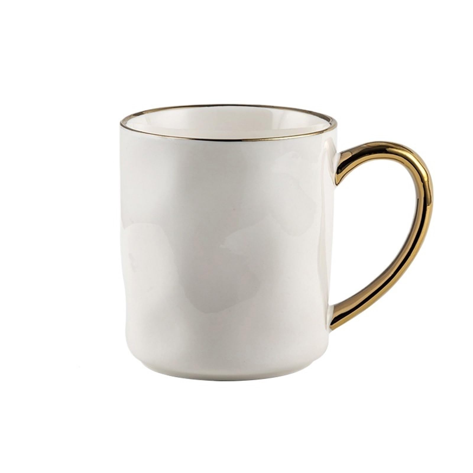 Taza con borde dorado y asa, tazas de café de cerámica, taza de té, leche, jugo, agua, regalo for pareja en casa, 2 uds. Para Boda(Light-grey)