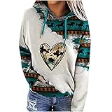 Ceboyel Women Western Aztec Hoodies Drawstring Sweatshirt Pullover Ethnic Vintage Graphic Shirts Tops Causal Fall Clothes