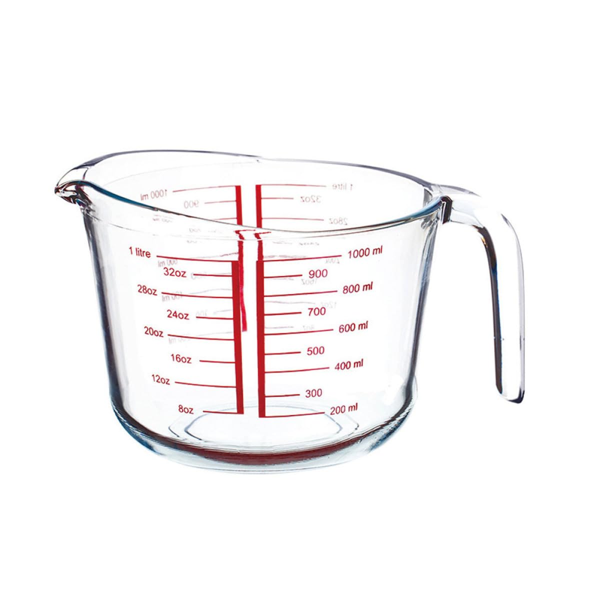 Messbecher aus Glas mit Ausguss Temperaturbeständig und Leicht Rundes Backwerkzeug für Heimgebrauch und Bäckereien 1 Stück