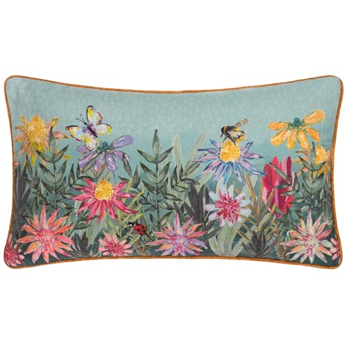 furn. Wylder Nature Country Wilds Blossom Meadow Printed Polyester Filled Cushion - Sky Blue - 30x50cm