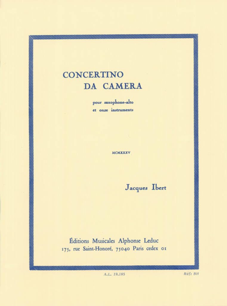 Jacques ibert: concertino da camera (alto saxophone/piano)