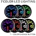 GlowShift Black 7 Color 300F Water Coolant Temperature Gauge Kit - Includes 1/8-27 NPT Electronic Sensor & Wiring - Multi-Color Display - Black Dial - Clear Lens - for Car & Truck - 2-1/16
