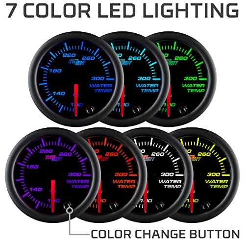 GlowShift Black 7 Color Water Temp Gauge | 52mm - Image 5