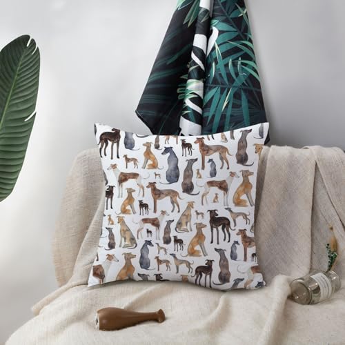 KUNQIAN Kissenbezug Greyhound Kissen Windhund Whippet deko Geschenke für Frauen sofakissen kissenbezüge dekokissen couchkissen kissenhülle Sofa Schlafzimmer Wohnzimmer Zimmer zierkissen 40x40cm