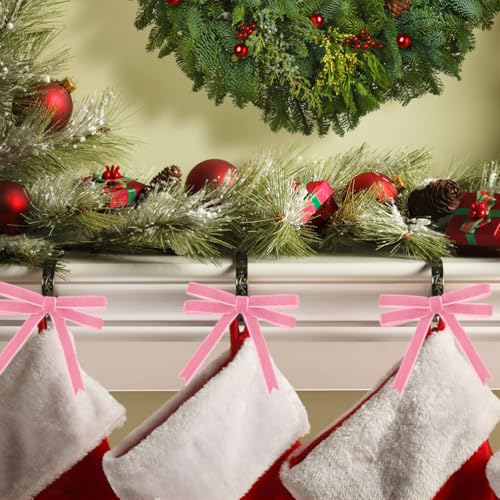 Image of Tsorode 25 Yards Pink Velvet Ribbon,3 /8 Inch Christmas Tree Ribbon