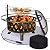 UDPATIO Fire Pit for Outside 30 Inch with Cover & Mat Outdoor Wood Burning Firepit Large Steel Firepit Bowl with Removable Cooking Swivel BBQ Grill