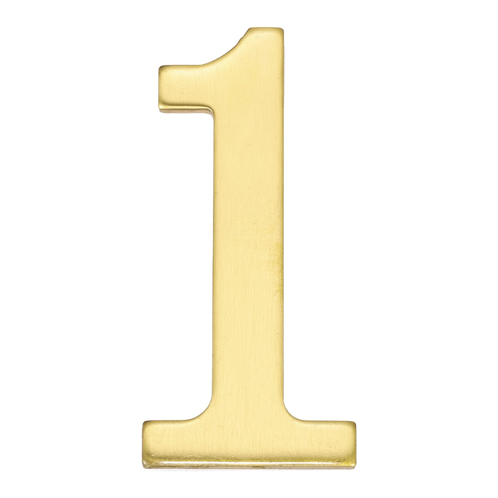 sourcing map House Numbers for Outside, 2.8 Inch Solid Brass House, Self Adhesive Mailbox Numbers, Metal Address Numbers for Door, Apartment, Office,Brushed Finish, Easy to Stick(Number 1)